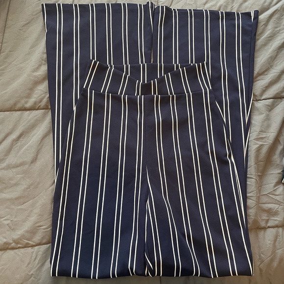 Fashion Nova Navy Blue and White Striped Pants - Picture 1 of 5